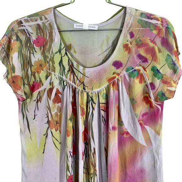 Daniel Benjamin Sheer Silky Floral Top Size L - Picture 2 of 6
